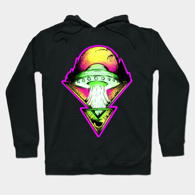 All Seeing UFO (Color) Hoodie by Tony Romano